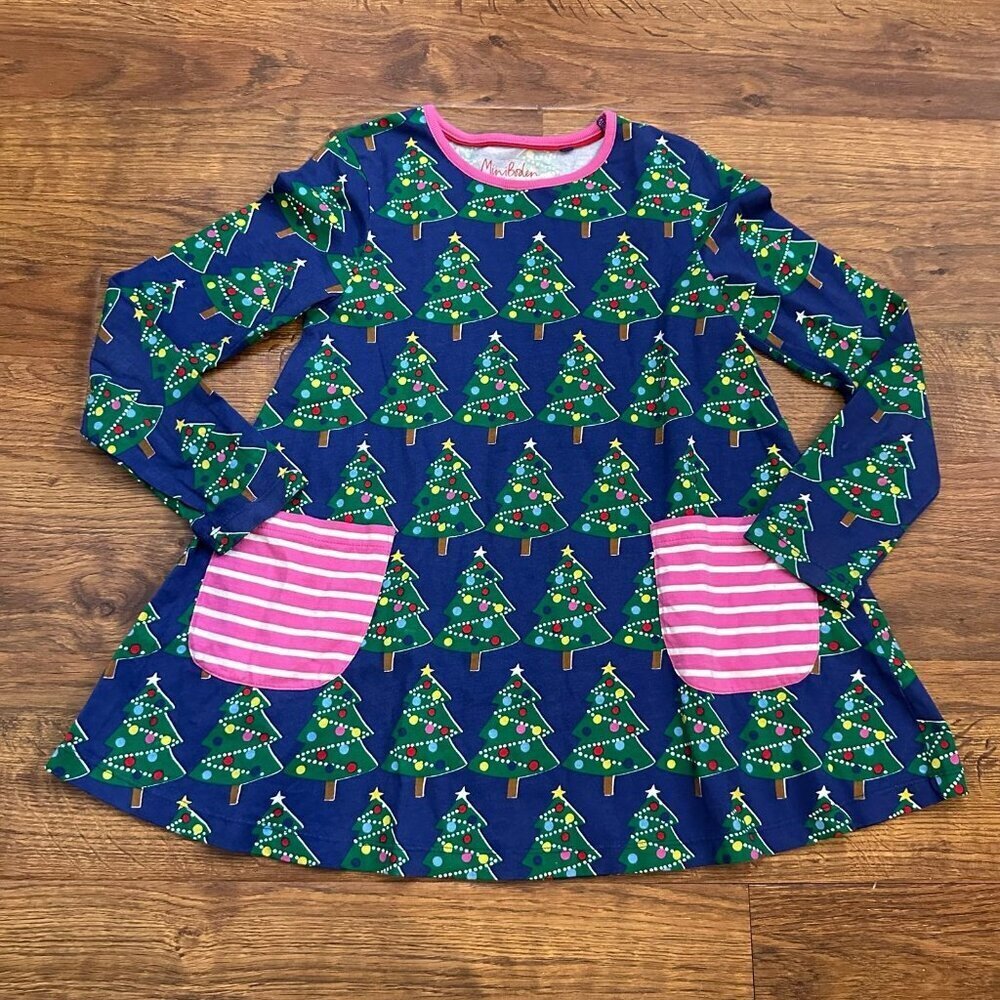 Mini Boden Christmas Tree long sleeve T-shirt Dress